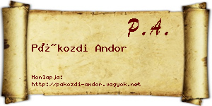 Pákozdi Andor névjegykártya